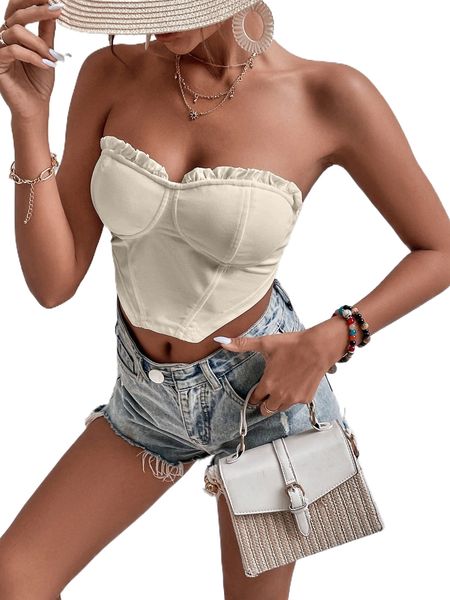 

frill trim hanky hem v84r#, White