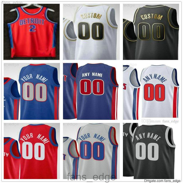 

custom printed cade 2 cunningham 7 killian hayes 28 isaiah stewart 35 marvin bagley iii jaden ivey jalen duren gabriele procida men woman ki, Black;red