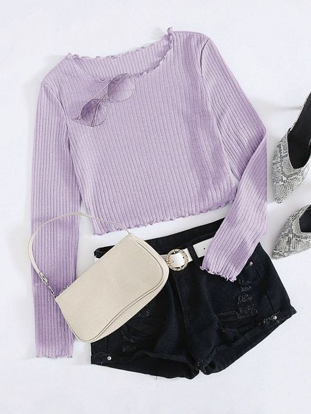 

lettuce trim rib-knit tee p95y#, White