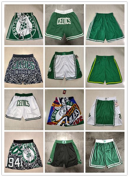 

boston''celtics''men throwback basketball shorts pocket, Black