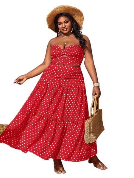 

sxy plus twist front polka dot tube j9hp#, Black