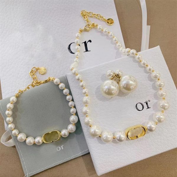 

designer jewelry designers necklace earrings bracelet charm women exquisite craftsmanship pearl choker dangle letter e251n, Black