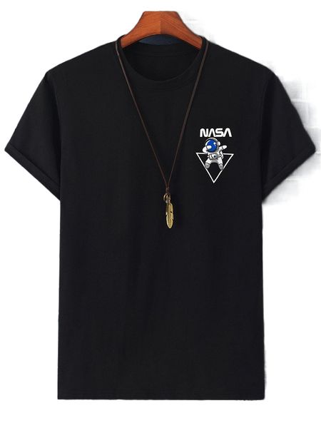 

men letter & astronaut print tee y0rq#, White;black