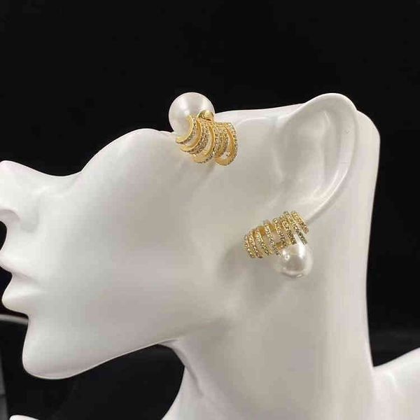 

design jewel ornament charm earring full diamond pearl earrings trend personalized temperament women's simple earrings jewelry, Golden