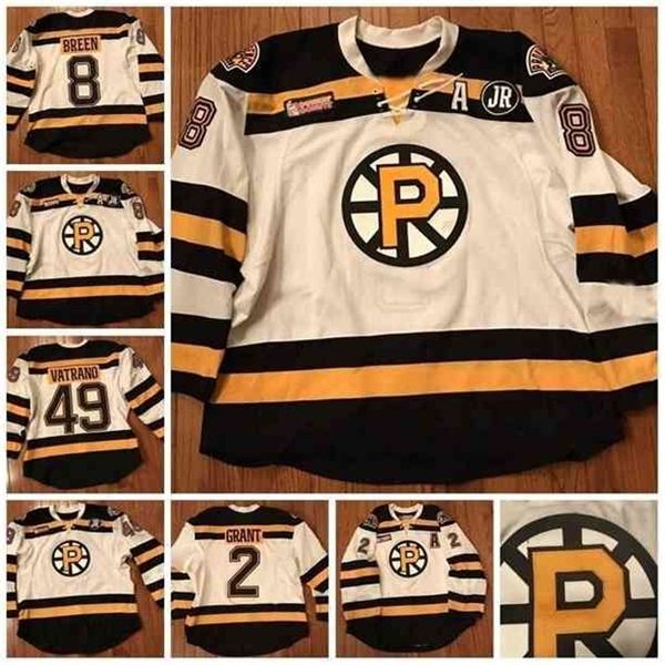 Nik1 Vintage Providence Bruins Maglie indossate dal gioco 8 Chris Breen 2 Alex Grant 49 Frank Vatrano Maglia da hockey 2015-16 Personalizza qualsiasi numero e nome