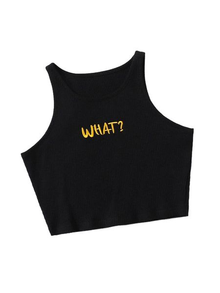 

letter embroidery crop tank q3io#, White