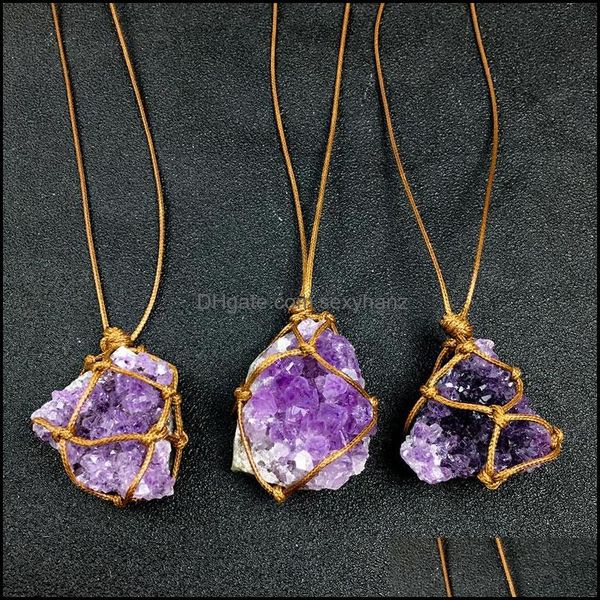 

pendant necklaces pendants jewelry irregar natural purple crystal stone handmade for women girl lover dhfwz, Silver