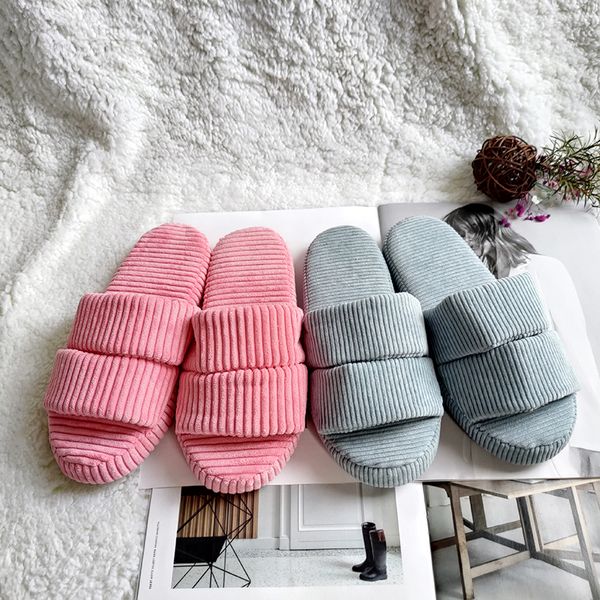 

wholesale selling products pink winter slippers women house ladies woven stripes slippers, Black