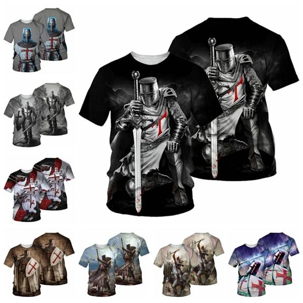 Herren T-Shirts Kaseetop Mode Templer Ritter 3D Druck Männer T-shirt Sommer O Hals Kurzarm T-shirts Top Hero Männliche Kleidung Casual t139Men's