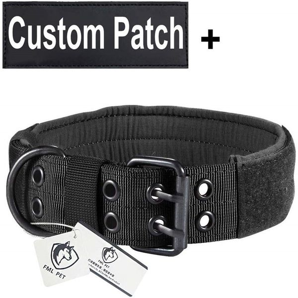 FML Pet Militärische Taktische Halskette Nylon Verstellbares personalisiertes Hundehalsband für Diensthunde Benutzerdefinierte Patches Id Tag Training Y200515