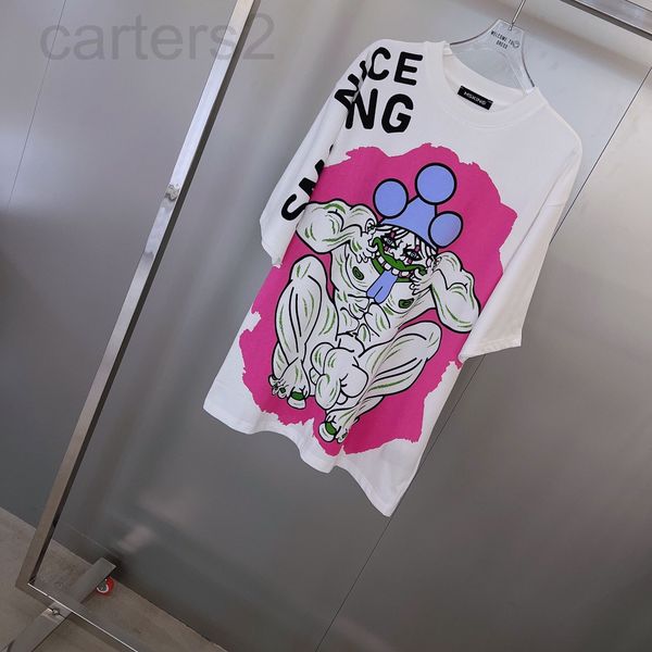 

women's t-shirt designer 22 spring and summer new minority design feeling bai da profile interesting cartoon printed round neck short s, White