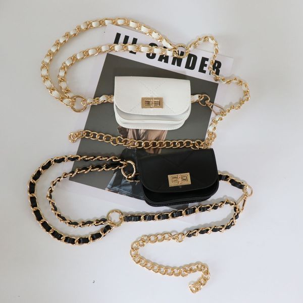 

pu leather female decorative fashion casual hook small waist belt chain fanny pack flap