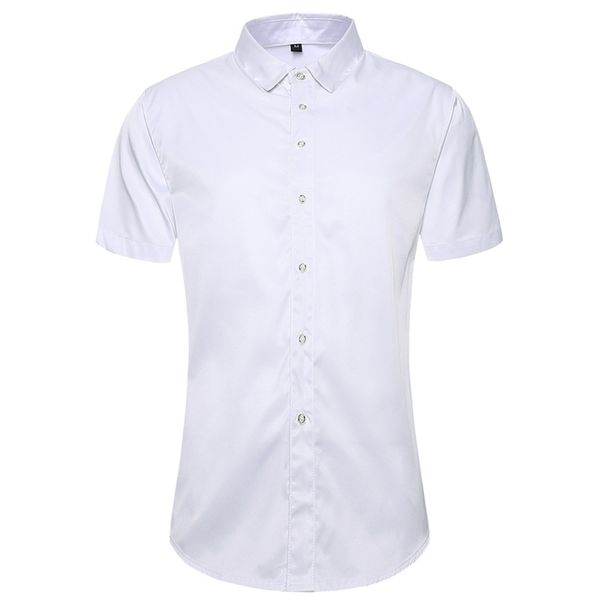 

45kg105kg summer new daily casual mens shirts soft cool button down short sleeve black white shirts 4xl 5xl 210412, White;black