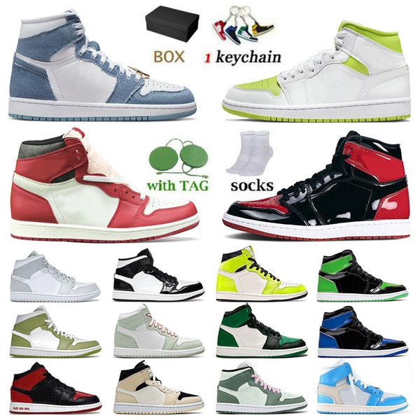 

chicago reimagined 1 1s jumpman basketball shoes for mens womens white lime high panda denim mid dutch green carbon fiber designer sports sn