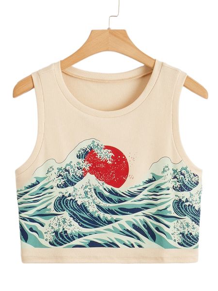 

plus wave print tank r6wg#, Black
