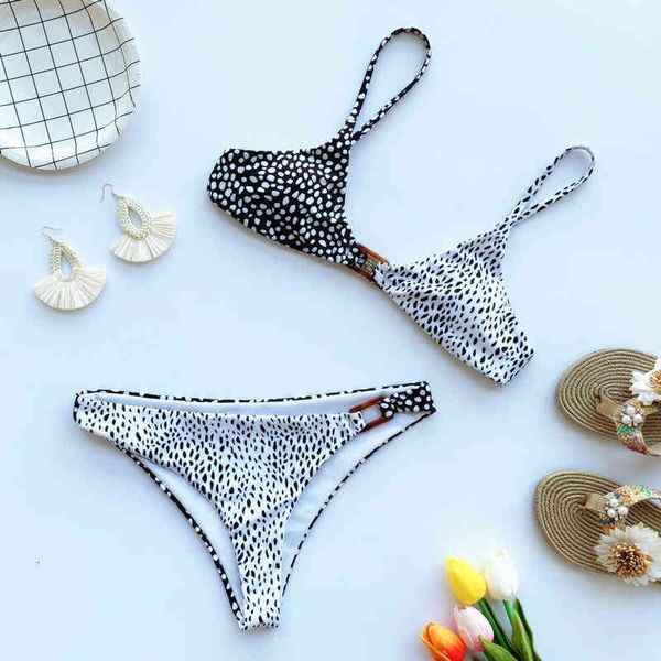 

bikinis set wave point printed spliced swimsuit bikini