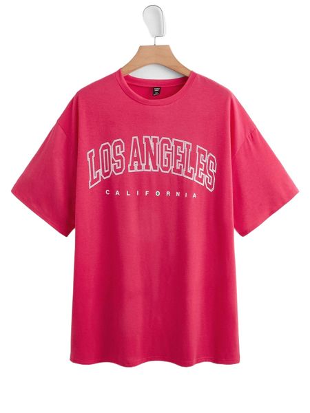 

plus letter graphic drop shoulder tee j9o2#, Black
