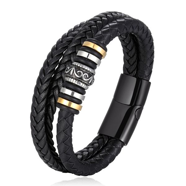 

vintage jewelry multilayered genuine leather bracelets for gift, Golden;silver