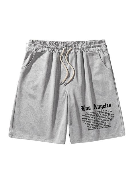

men slogan graphic drawstring waist track shorts o011#, White;black