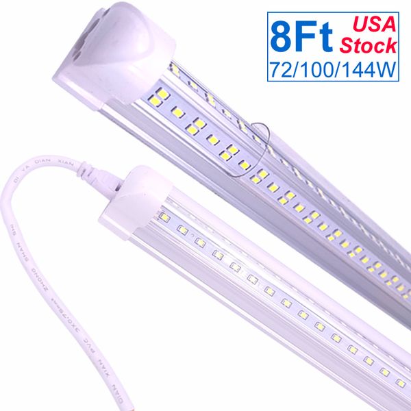 8FT LED Shop Light Strixture, T8 Integrated Trues Lights, 6500 K Холодный Whit, V Форма Свяборуемые приспособления, Высоковыходные Очистить Крышка Гараж Склад Раминаж Подвал OEMLED