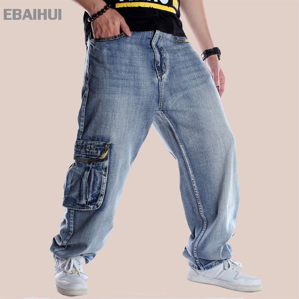 EBaihui erkekler artı kot pantolon tam uzunlukta desen baskılı gevşek hip hop pantolonlar erkek Avrupa tarzı hip-hop trend denim pantolon