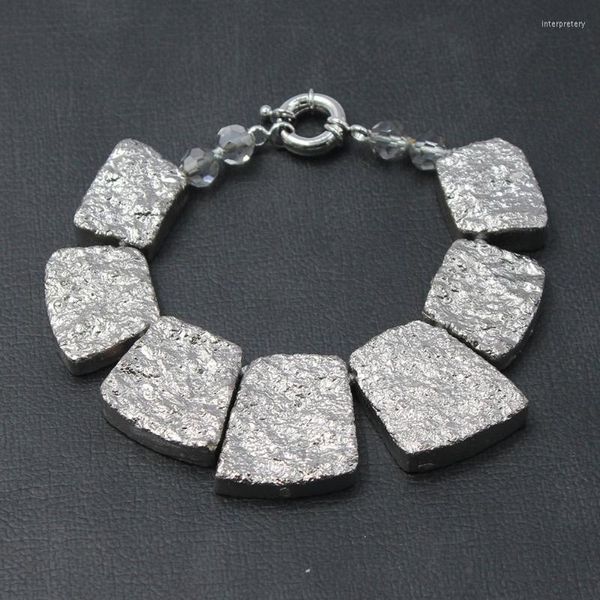 Бисерные пряди Guaiguai Jewelry Titanium Silver Color Quartz Druzy Nugget Wrap Crystal Bracelet ручной работы для женщин Inte22