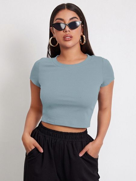 

rib-knit crop 74xb#, White