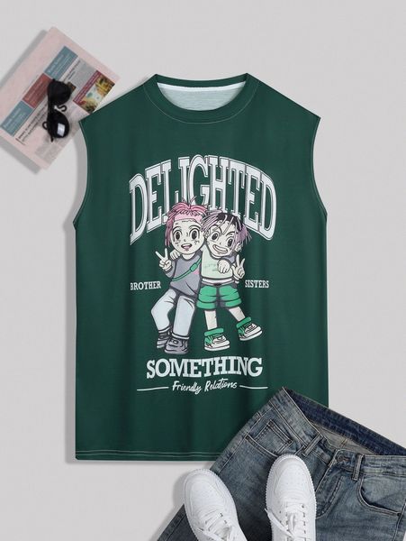 

men letter & figure graphic tank q1ui#, White;black