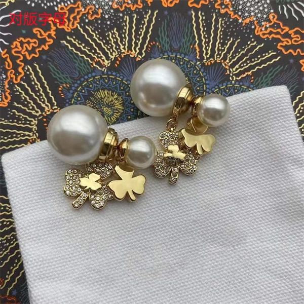 

50% off online high version diamond inlaid flower pearl earrings women's light luxury fashion earrings, Golden