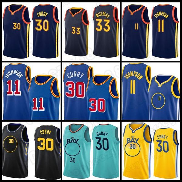 

stephen 30 curry basketball jerseys klay 11 thompson james 33 wiseman giannis 34 antetokounmpo golden new 2022 state men warriores shirt ret, Black;red