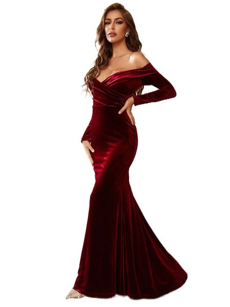 

off shoulder velvet bridesmaid dress k4vl#, White;black