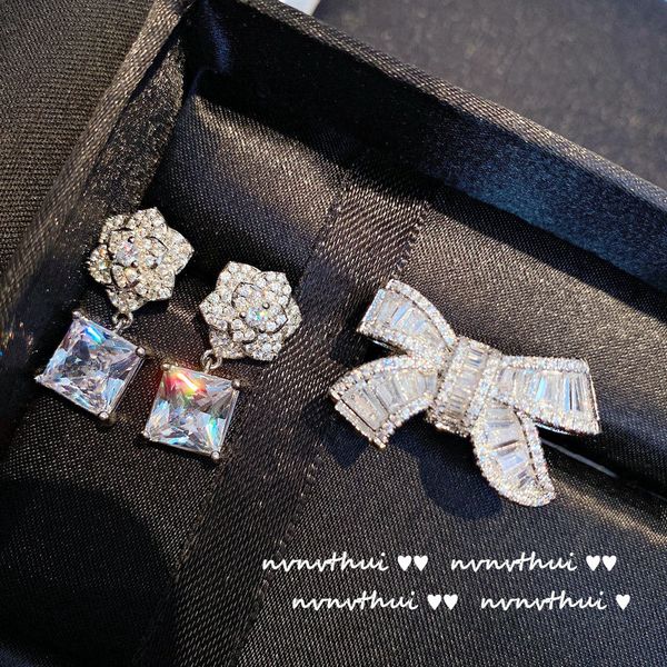 

brilliant bow knot gemstone ring 18k gold plated cluster irregular full diamond wide ring knuckle ring, Silver