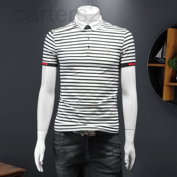 

men's t-shirts designer 2022 summer new striped men's short sleeved t-shirt lapel slim polo half small trendy d1242022, White;black