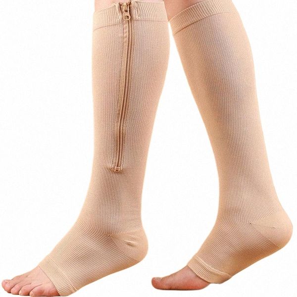 

socks & hosiery adult's zipper sports casual fitness elastic stockings compression female thermal winter 72ew#, Black;white