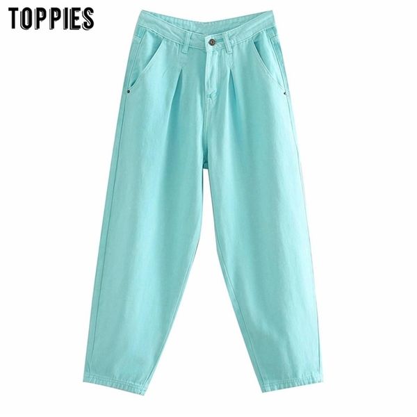 

ies women jean pants solid color denim harem pants loose plus size trousers fashion streetwear lj200820, Black;white