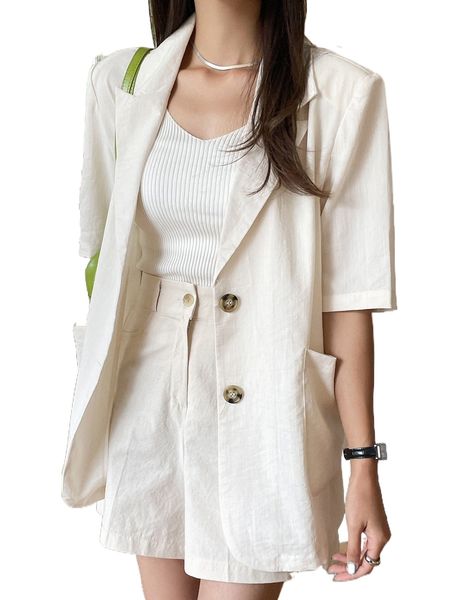 

dazy dual pocket single breasted blazer e9n2#, White