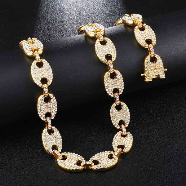

18k gold finish iced out cz thick miami cuban link chain hip hop necklace, Silver