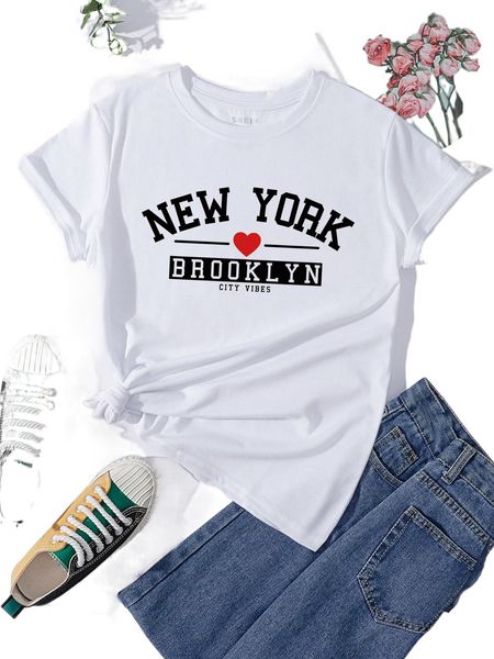 

heart and letter graphic tee r7bt#, White
