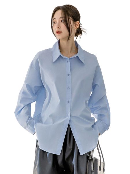 

dazy-less button through drop shoulder blouse n0jp#, White