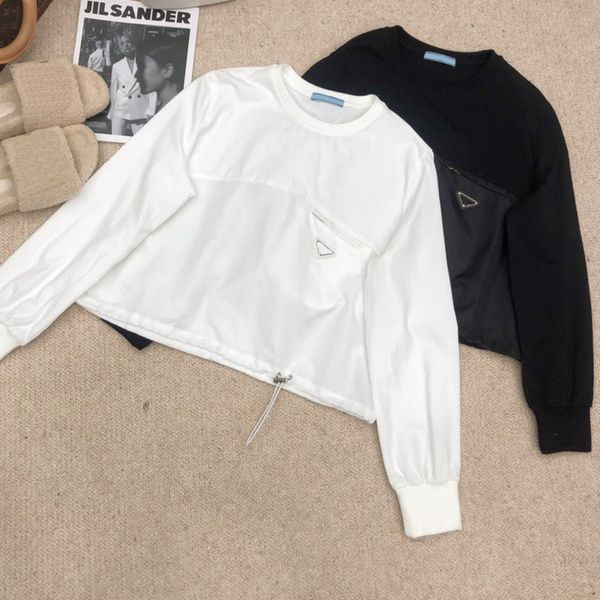 

women's luxury t shirts classic long sleeve designers t-shirt fashion brand inverted triangle letter thin sweater lady short tees size, White