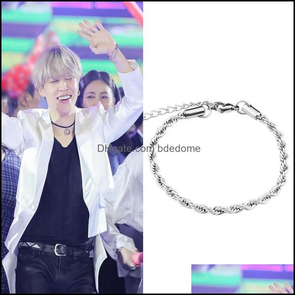 

link chain bracelets jewelry youth group park zhimin same campus fashion men and women stainless steel bracelet wholesale d dhqdh, Black