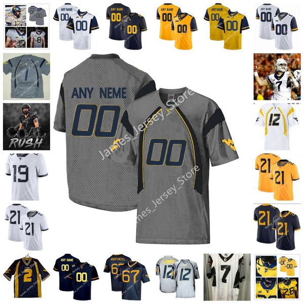 

w v u custom stitched football jersey 24 tony mathis jr. 11 nicktroy fortune 12 austin kendall 8 vandarius cowan 11 garrett green 72 doug ne, Black