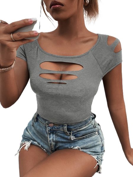 

ladder cut out tee a76i#, White