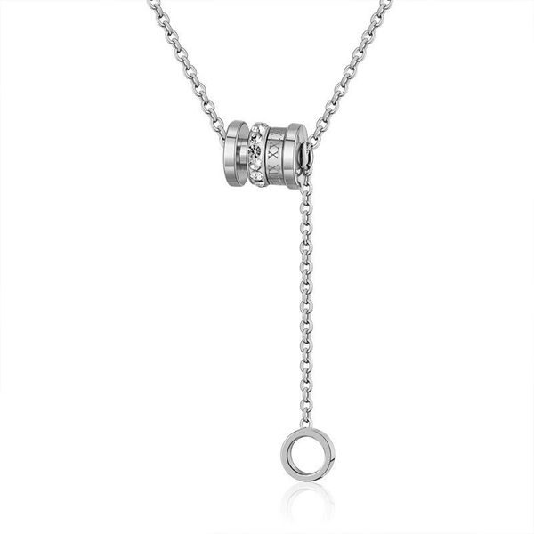 Colares de pingentes de luxo numerais romanos clássicos colar de corrente de cristal para mulheres moda kpop aço inoxidável 2022 jóias de tendências