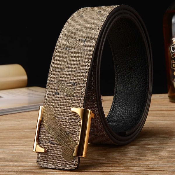 

2022 elling classic luxury leather belt men's letter buckle double-sided famous brand belts youth business casual trouser layer pure co, Black;brown