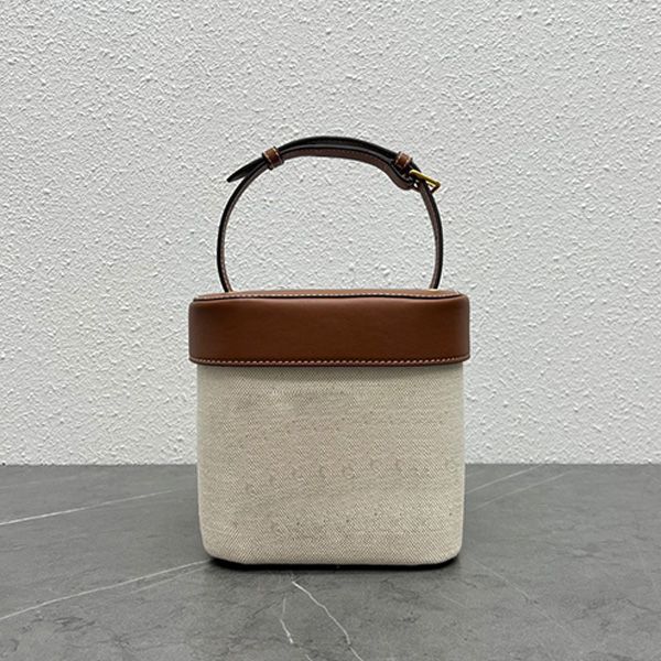 Высококачественные FW Новые сумки средней коробки 16см Canvas Mini Bucket Сумки квадратные мешки с перекрестным плечом