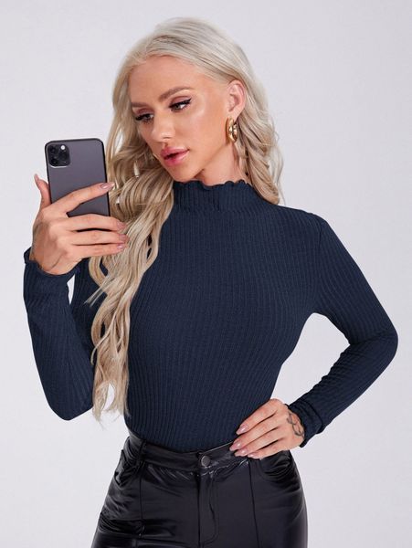 

lettuce trim rib-knit form fitted tee u9xn#, White