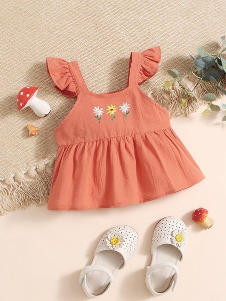 

baby floral embroidery butterfly sleeve she, Blue