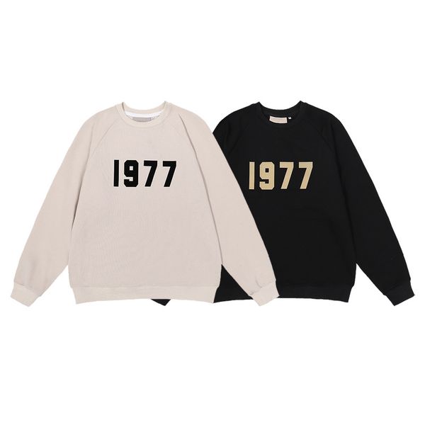 

designer hoodie high street print 1977 loose collar hoodie fashion men, Black