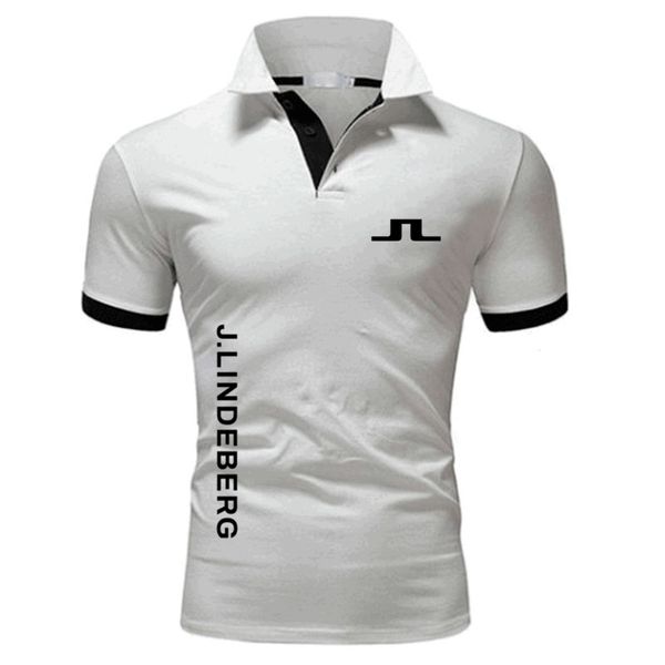 J LINDEBERG Golf impressão Camisas Polo de Algodão para Homens Casual Cor Sólida Slim Fit S Polos Verão Moda Marca Roupas 220630 1 4ROR